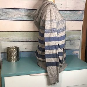 Banana Republic zip hoodie grey blue striped cotton sweater men size L